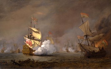 Sea Battle of the Anglo-Dutch Wars The Battle of Lowestoft, William van de Velde the Younger,