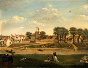 The Old Parish Church and Village, Hampton-on-Thames, Middlesex, 18th century, unknown artist, 19th