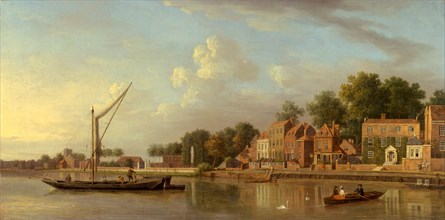 The Thames at Twickenham, London,  A Woody stream with pastoral Figures and Distant Bridge, Samuel