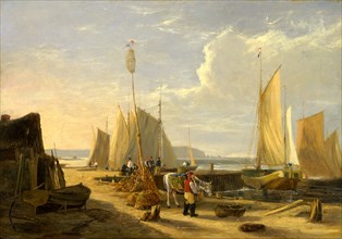 A Harbor Scene in the Isle of Wight, Looking Towards the Needles Signed and dated, lower left: "CV