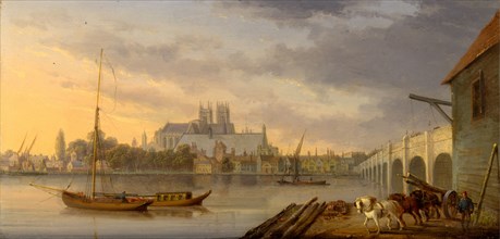 A View of Westminster Bridge and the Abbey from the South Side, London Signed, lower right: "W[?]",