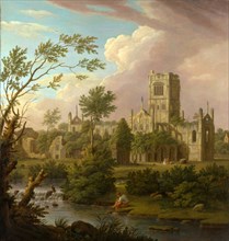 Kirkstall Abbey, Yorkshire Signed and dated in brown paint, lower left: "J. Lambert 1847", George