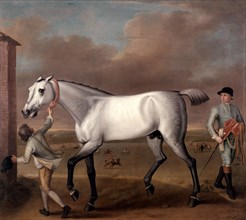 The Duke of Hamilton's Grey Racehorse, 'Victorious,' at Newmarket signed, John Wootton, 1682-1764,
