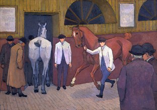 The Horse Mart Signed, lower right: "Bevan", Robert Polhill Bevan, 1865-1925, British