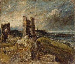 Hadleigh Castle Sketch of Hadleigh Castle Verso: Study of Five Horned Cattle, John Constable,