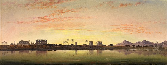 Pylons at Karnak, the Theban Mountains in the Distance, Edward William Cooke, 1811-1880, British