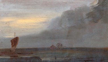 Seapiece with Boats: Evening, unknown artist, 19th century, British