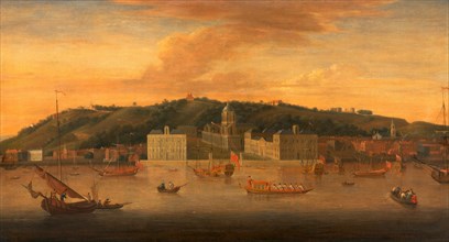 A view of Greenwich from the River with many Boats, London, Jan Griffier the Elder, ca. 1645-1718,