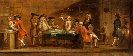 Figures in a Tavern or Coffee House The Coffee House Politicians, Attributed to Joseph Highmore,