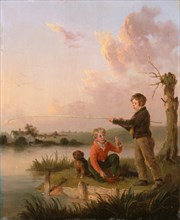 The Young Anglers The Young Fishermen Signed, lower center: "E. Bristow", Edmund Bristow,