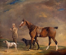 A Sportsman with Shooting Pony and Gun Dogs Sportsman setting out with his horse and gun dogs,