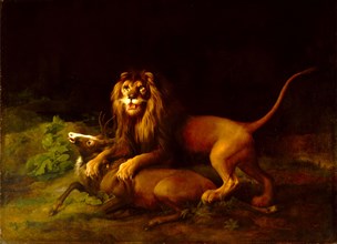 A Lion Attacking a Stag Lion devouring a stag, George Stubbs, 1724-1806, British