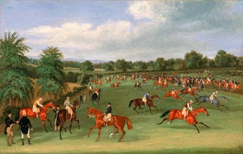 Epsom Races: Preparing to Start Signed and dated, brown paint, lower right: " J Pollard 1835",