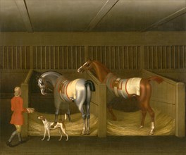 The Stables and Two Famous Running Horses belonging to His Grace, the Duke of Bolton Two Horses in