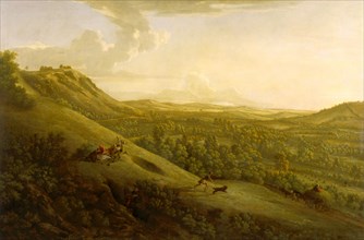 Box Hill, Surrey, with Dorking in the distance Box Hill Signed and dated in black paint, lower