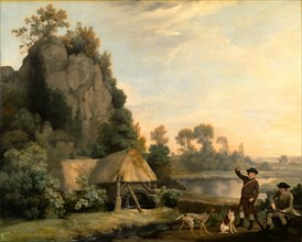 Two Gentlemen Going a Shooting, with a View of Creswell Crags, Taken on the Spot, George Stubbs,