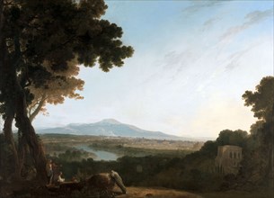 Rome from the Villa Madama A View of Rome from the Villa Madama" Signed and dated, lower center: