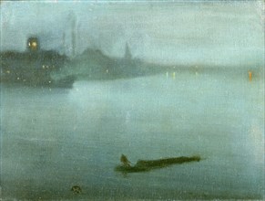 Nocturne in Blue and Silver Signed in monogram with butterfly, lower left, James McNeill Whistler,
