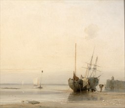 Calais Jetty, France, Richard Parkes Bonington, 1802-1828, British