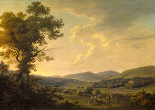Landscape with Haymakers and a Distant View of a Georgian House Georgian House in a Landcape,