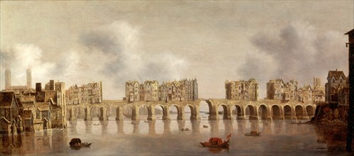 View of London Bridge Signed and dated, lower left: "C. D. Jongh, Fexit 1632", Claude de Jongh,