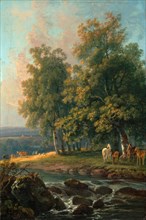 Horses and Cattle by a River Signed and dated, lower left: "G.B.' | 77", George Barret, ca.