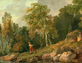 Wooded Landscape with a Boy and his Dog, George Barret, ca. 1728/32-1784, British