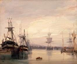 French harbor scene, unknown artist, 19th century, British