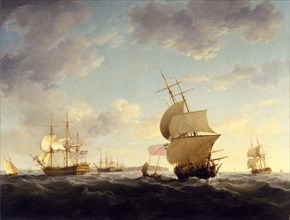 Shipping in the English Channel English Shipping in a Breeze in the Channel, 'Evening', c.1755 Men