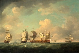 The Capture of the "Marquis d'Antin" and the "Louis Erasme", Charles Brooking, 1723-1759, British