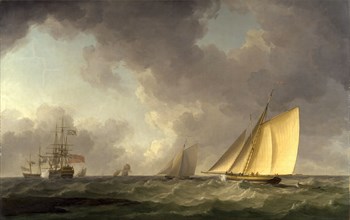 Cutter Close Hauled in a Fresh Breeze, with Other Shipping, Charles Brooking, 1723-1759, British