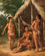 A Leeward Islands Carib family outside a Hut, Agostino Brunias, 1728-1796, Italian