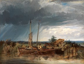 Two Fishing Boats on the Banks of Inland Waters Signed and dated, lower left: "G. C. 1831", George
