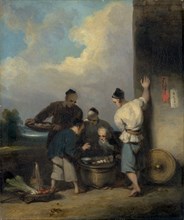 Coolies Round the Food Vendor's Stall, George Chinnery, 1774-1852, British