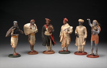 Indian Trades and Occupations A Group of Six Bengali Plaster Figures mid 19th Century of Trades and