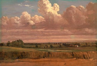 Landscape with Wheatfield Cornfield under Heavy Cloud, Lionel Constable, 1828-1887, British