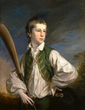 Charles Collyer as a Boy, with a Cricket Bat Signed and dated, lower left: "[monogram]FCotes px.t