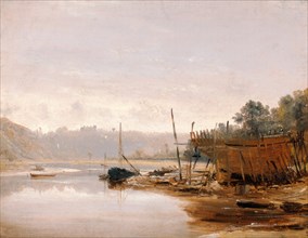 Boat Building near Dinan, Brittany, Francis Danby, 1793-1861, British
