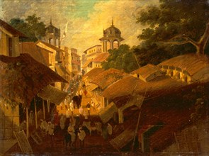 Street in Patna View of a Street in the City of Patna, signed and dated 1825, Sir Charles D'Oyly,