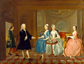 A Family Being Served with Tea, unknown artist, 18th century, British
