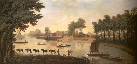 View of Shepperton on the River Thames, unknown artist, 18th century, British