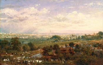 London from Islington Hill, Frederick Nash, 1782-1856, British