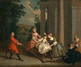 Children Playing with a Hobby Horse, Joseph Francis Nollekens, 1702-1748, Flemish