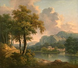 Wooded Hilly Landscape Signed and dated in yellow ocher, lower left: "Apether - Londini | 1785",