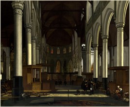 Emanuel de Witte, Dutch (c. 1617-1691-1692), The Interior of the Oude Kerk, Amsterdam, c. 1660, oil