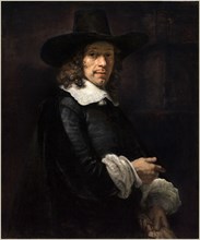 Rembrandt van Rijn, Dutch (1606-1669), Portrait of a Gentleman with a Tall Hat and Gloves, c.