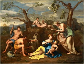 Follower of Nicolas Poussin, Nymphs Feeding the Child Jupiter, c. 1650, oil on canvas