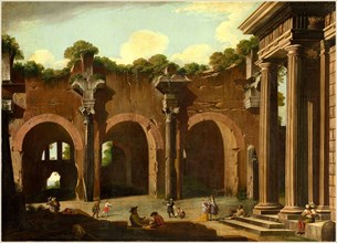NiccolÃ´ Codazzi, Italian (1642-1693), The Basilica of Constantine with a Doric Colonnade,