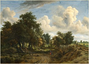 Meindert Hobbema, Dutch (1638-1709), A Wooded Landscape, 1663, oil on canvas