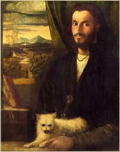 Cariani, Italian (1485-1490-1547 or after), Portrait of a Man with a Dog, c. 1520, oil on canvas